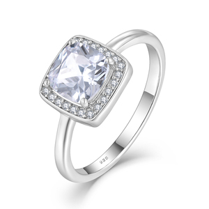 Bagues de fiançailles classiques en argent sterling 925 véritable avec zircon, pour femmes, romantiques, pour mariage - Product Image 1