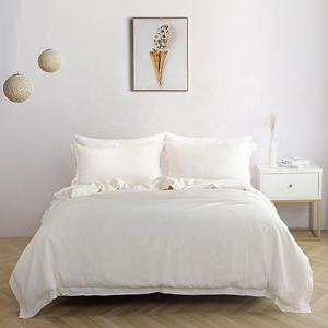 Vente en gros de housse de couette en coton biologique 100% percale, aspect lin, texturée, respirante, douce, ensemble de literie avec fermeture à boutons - Product Image 2