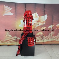 Kostum Samurai Armor Film dan TV untuk Dewasa Unisex, Kostum Halloween Cosplay Gaya Metalik Merah