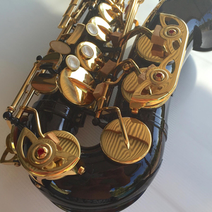 Saxofón alto negro, instrumento de viento, clave Eb F #   Llaves de Latón Lacado en Oro al por Mayor - Product Image 5