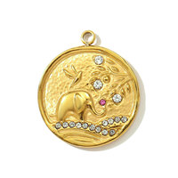 Pendentif DIY en acier inoxydable avec motifs Éléphant, Coquillage, Cœur, Cactus, Chameau, orné de strass colorés, pour collier et accessoires de charme