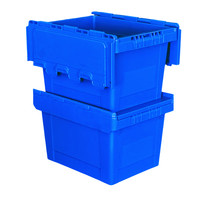 Boîtes de rangement en plastique pliables et recyclables de 400*300*260 mm avec couvercle à charnières, empilables et emboîtables