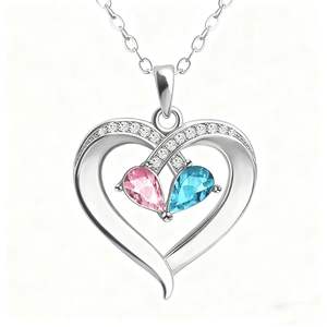 To My Wife Classic Gold Copper Heart Pendant Necklace Custom Text <b>Card</b>-Two Tone Crystal Romantic Jewelry <b>Gift</b> Valentine's Day - Product Image 5