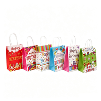 Sacs cadeaux en papier personnalisés pour anniversaire, multi-designs, sacs à friandises en kraft avec poignées pour célébrations d'anniversaire, vente en gros