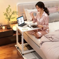 Bureau mobile réglable pour la maison - Poste de travail pour ordinateur portable sur roulettes avec roues verrouillables, table de chevet, table de salon, structure métallique Z-01