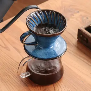 Gotejador de café de cerâmica resistente a altas temperaturas 500cc por atacado com suporte C filtro de gotejamento de café de 1 a 2 xícaras