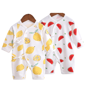 Nouveau-né quatre saisons une pièce bébé barboteuse à manches longues pur coton papillon dessin animé impression conception à lacets moine vêtements bébés - Product Image 1
