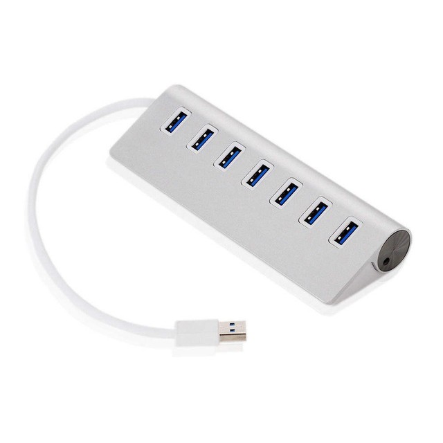 Portable 7-Port USB 3.0 Hub Splitter High-Speed Charging Data Sync Adapter Aluminum Alloy for Macbook PC Laptop USB 2.0