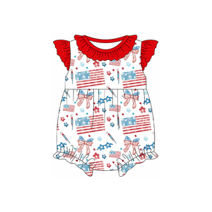 Conjunto de Ropa para Bebé Niña, Modelo SR3870, Personalizado, con Estampado de Flores Rojas de Fresa, Mono sin Mangas al por Mayor - Product Image 6