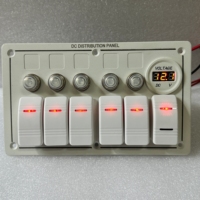 Panneau de commutation à bascule en aluminium blanc 5 interrupteurs, pré-câblé avec indicateur LED rouge, disjoncteur et prise allume-cigare