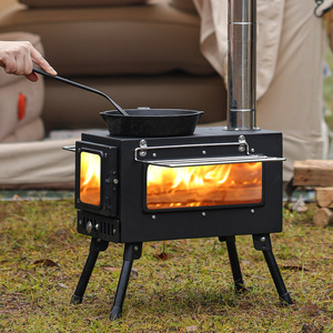 Estufa portátil de leña con chimenea para acampar al aire libre, combustible de leña, diseño plegable, estilo simple ZA360H - Product Image 2
