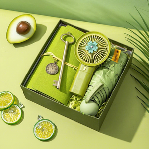 Gorgoue Green <b>Gift</b> Set With Portable Fan Tumbler Notebook And Key Pendant Fashionable Exquisite Promotion Novelty <b>Gifts</b> - Product Image 5