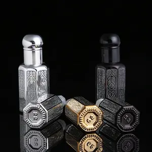 CJ-nouveau Design bouchon à vis 3ML 6ML 12ML or octogone rouleau sur Attar verre bouteille d'huile essentielle pour parfum huile de Oud