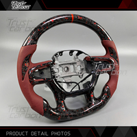 Volant en fibre de carbone forgé sur mesure pour Dodge Ram TRX 1500 3500 4500 2018-2022 Rebel avec support en cuir perforé et LED