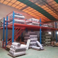 Plateforme de Stockage Industrielle en Acier pour Mezzanine, Étagères et Rayonnages, avec Échelle, Noire