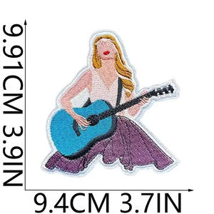 <span class=keywords><strong>Taylor</strong></span> Singer bordado hierro en parche bolsa de moda parche decorativo <span class=keywords><strong>guitarra</strong></span> música parche bordado - Product Image 4