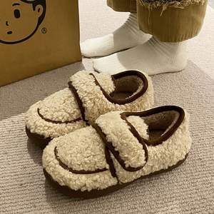 Fleece Toe Half-<b>slipper</b> for Women's Outerwear 2025 New Spring Autumn Winter Thick-soled Double-layer Wool Cotton Warm Outdoor - Product Image 5