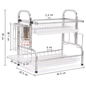 Estante de almacenamiento Escurridor de platos Dishrack Cocina Escurridor de platos de acero inoxidable <span class=keywords><strong>Bandeja</strong></span> - Product Image 2