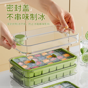 Ice Cube Mold Large Capacity Food Grade Plastic Cube Ice Maker With Lid For Home Commercial Use - Product Image 1
