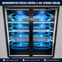 Vitrine réfrigérée verticale à 2 portes vitrées, noire, pour boissons, avec éclairage LED, idéale pour discothèques et KTV