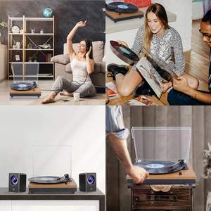 Портативный винтажный проигрыватель виниловых пластинок с 3 скоростями и встроенным динамиком - Product Image 3