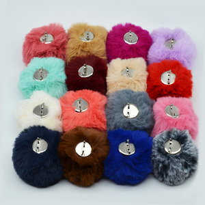 Boule de fausse fourrure de <span class=keywords><strong>lapin</strong></span> faite à la main de 8 cm avec épingle, pompons en fausse fourrure, style japonais et coréen, utilisable en toutes saisons pour les chapeaux DIY et les décorations textiles - Product Image 2