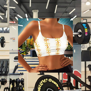 Wholesale Custom Women's High Support Comfortable Elastic Sports <b>Bras</b> Hawaii Puakenikeni Flower Pattern Print Four-Way <b>Stretch</b> - Product Image 3