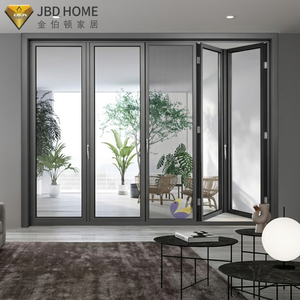 12 Feet Air <strong>Tightness</strong> Aluminum Tempered Glass Patio Accordion Folding <strong>Doors</strong> Multiple Scenes Folding Aluminium <strong>Doors</strong> - Product Image 1