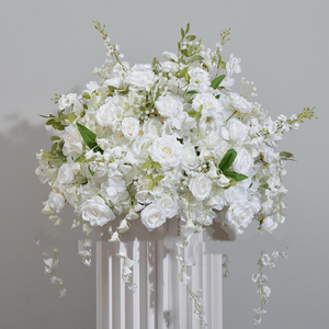 Bola de Flores de Rosa Blanca Artificial de Seda Personalizada al por Mayor, Adorno de Mesa, Decoración de Boda - Product Image 4