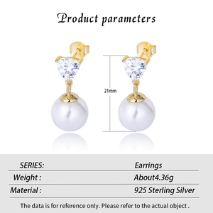 Bán Buôn S925 Bạc Tự Nhiên Ngọc Trai Nước Ngọt Bông Tai Cho Phụ Nữ Mặt Dây Chuyền Bông Tai Loạt Khảm Zirconium Thời Trang Đồ Trang Sức Cơ Thể - Product Image 6