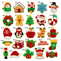 Patchs de Noël en chenille dorée à paillettes, à thermocoller, motif renne et canne à sucre