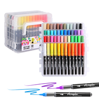 Lot de 48 stylos de peinture acrylique de qualité artiste, grands marqueurs permanents imperméables pour la peinture sur roche, toile, bois, verre et loisirs créatifs DIY