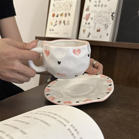 Tasses à café en porcelaine peintes à la main de style coréen, fleurs peintes à la main, de haute qualité, qualité alimentaire, compatibles lave-vaisselle et micro-ondes, OEM