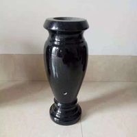 Vases à fleurs de cimetière personnalisables en granit noir absolu de style européen moderne pour pierres tombales avec services de gravure