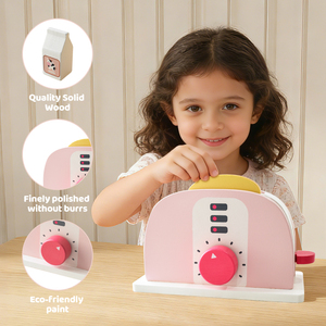 Juego de Juguetes de Madera para Niños, Mini Cocina de Juguete para Preescolar, Máquina para Hacer Pan Rosa, para Niñas - Product Image 3