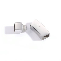 Connecteur de bijoux en acier inoxydable plaqué or, fermoir carré à pression, fermoir rectangulaire, connecteur de tube carré pour bracelet en cuir