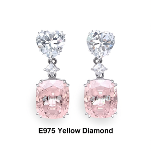 Zinio – boucles d'oreilles en forme de cœur, serti de griffes de diamants jaunes, bijoux romantiques en cristal pour femmes, E975 - Product Image 1