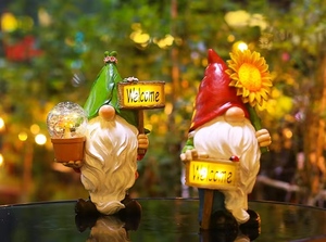 Figura Decorativa de Resina de Duende <span class=keywords><strong>con</strong></span> Luz Solar para <span class=keywords><strong>Jardín</strong></span>, Ideal para Navidad - Product Image 2