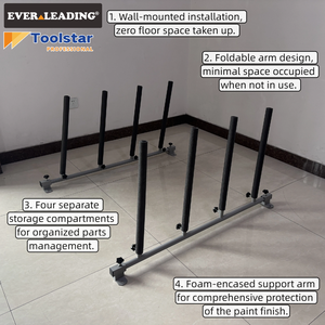 Support mural pliable en métal robuste pour pare-chocs, avec bras rembourrés en mousse, rangement 4 positions pour systèmes de <span class=keywords><strong>carrosserie</strong></span> automobile - Product Image 1