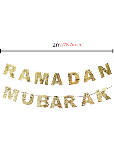 608367 Ghirlanda di Carta Ramadan Mubarak 2m 2026 Decorazione per Festa Eid Bandierine con Frange in Lamina d'Oro Vendita all'Ingrosso - Product Image 3