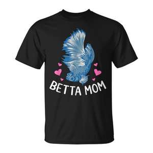 T-shirt Betta Mom, design pour amoureux des poissons Betta, noir, coupe unisexe - Product Image 1