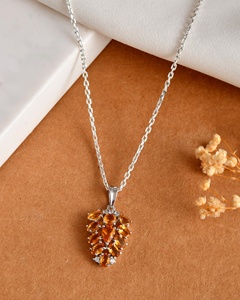 Meilleur Prix Citrine Cluster Pendentif En Argent Sterling Style Classique Golden Blooms Radiant Glow Griffe Réglage Poire Forme Cadeau Parfait - Product Image 3