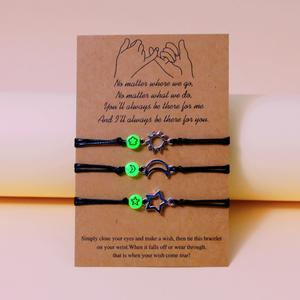 3Pcs/set Bohemian Simple Handmade Knitting Sun Moon Adjustable Luminous Charm Bracelet Lovers <b>Best</b> <b>Friend</b> BFF Gift Gold/Silver - Product Image 2
