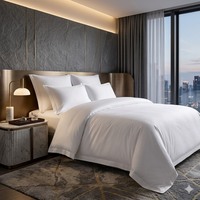 Parure de lit de luxe pour hôtel en coton égyptien 100% tissé – Drap plat, housse de couette, taie d'oreiller – Draps blancs écologiques 400 fils/cm²