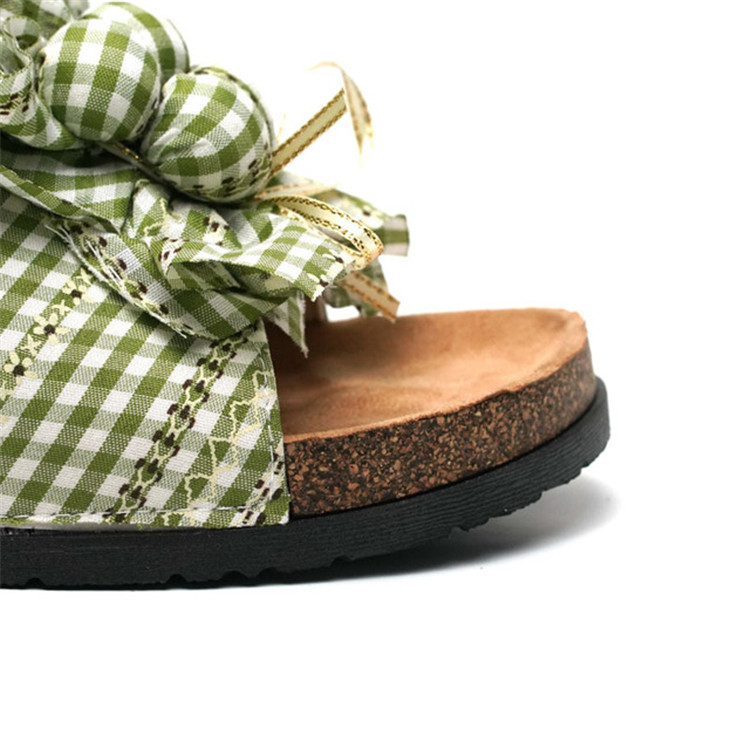 Big Bowknot Cork Slippers Women Flat Summer Beach Slides 2021 Ladies Flip Flops Custom Logo