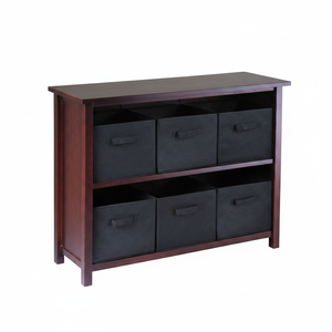 Verona mensola a 2 sezioni con 6 cestini in tessuto nero pieghevole - Product Image 2