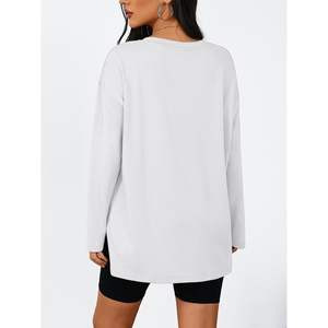 Custom Queen Womens Oversized <b>Long</b> <b>Sleeve</b> T Shirts Fall Fashion V Neck Basic Gym Workout <b>Tops</b> Plus Size Y2K Tees Side <b>Yoga</b> <b>Top</b> - Product Image 3