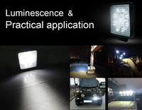 Lumière de travail LED ultra-mince en aluminium 27W 12V, robuste, pour camions, voitures, tracteurs, éclairage extérieur automobile, CE RoHS