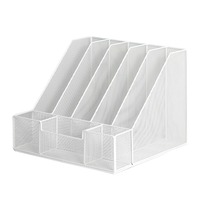 Organisateur de bureau en maille métallique pour documents A4, avec bord biseauté, neuf compartiments, serre-livres, support de rangement multifonctionnel pour bureau