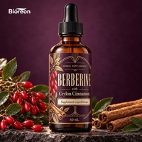 Gouttes liquides de berbérine à mélange botanique OEM avec supplément de cannelle de Ceylan sans sucre, fournisseur en gros de marque privée